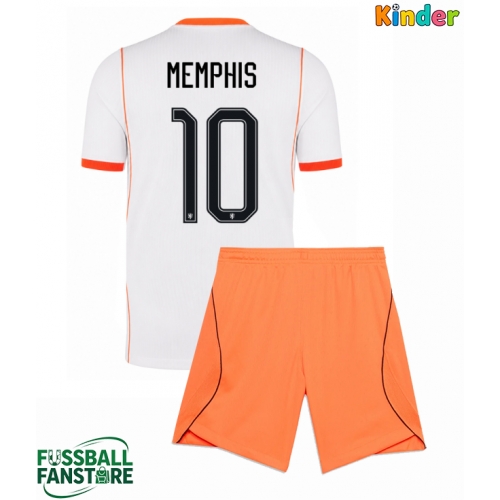 Niederlande Memphis Depay #10 Replik Auswärtstrikot Kinder WM 2026 Kurzarm (+ Kurze Hosen)